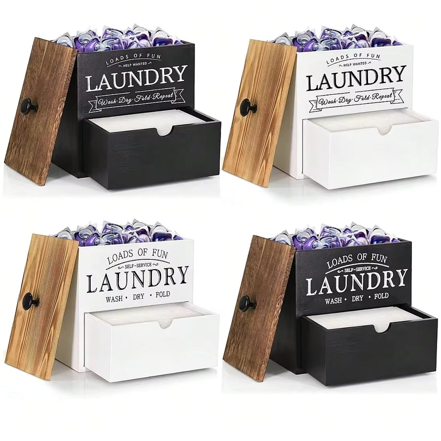 Dryer Sheet Storage Container, Laundry Box Storage Box, Dryer Sheet Holder With Lid And Drawer, Laundry Detergent Dispenser, Laundry Room Organizer, Storage And Organization, Room Decoration